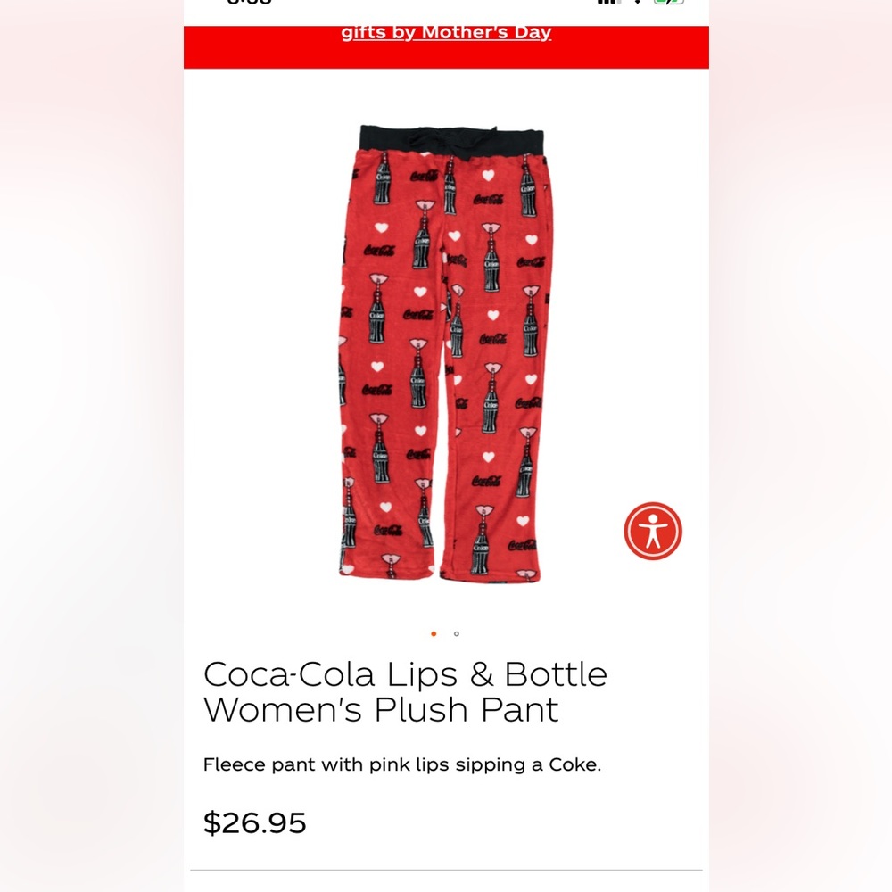 Cocoa cola lips and hearts pajama‎ pants . NWOT